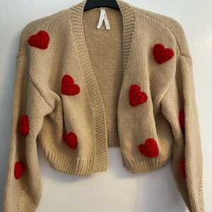 Dreamers Tan Heart Cardigan – Women’s Small, New Without Tags
